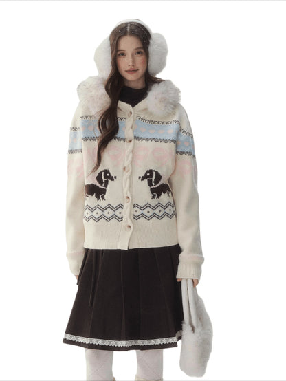 Vintage Dachshund Thermal Knit Sweater