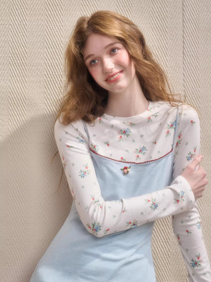 Mediterranean Floral Two-Piece Dress Set