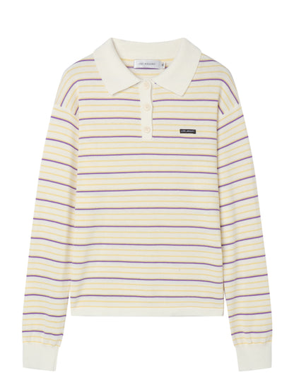 Color-block Striped Knit Polo Top