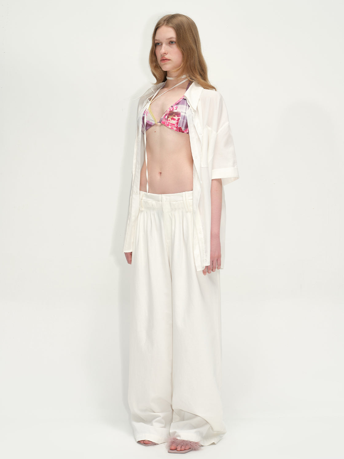 White Lyocell Wide-Leg Pants