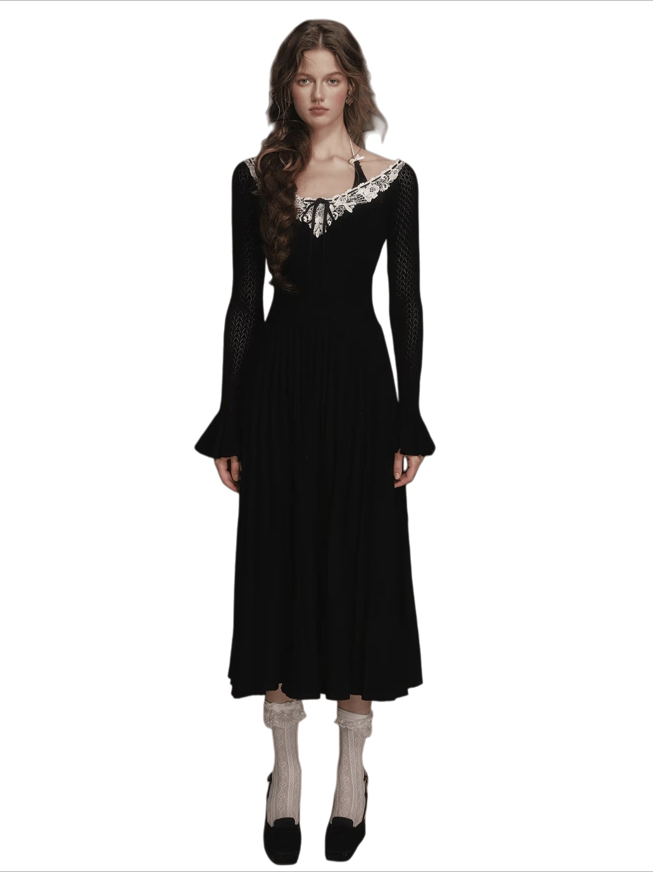 Floral Symphony Faux-Layer Knit Dress