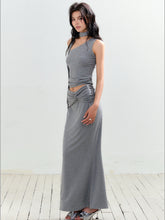 Rhinestone One-Shoulder Knit Vest & Skirt Set - CHINASQUAD