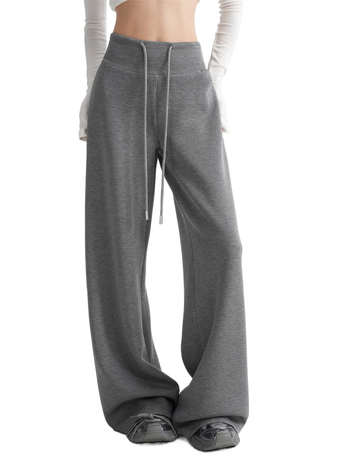 High-Waisted Knit Wide-Leg Trousers