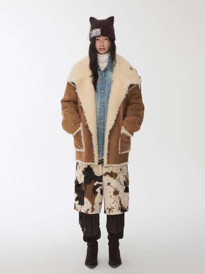 Toggle Collar Reversible Shearling Jacket