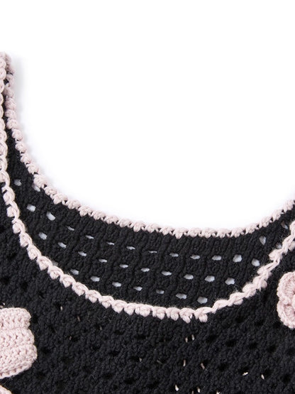 Crochet-Effect Knit Dress