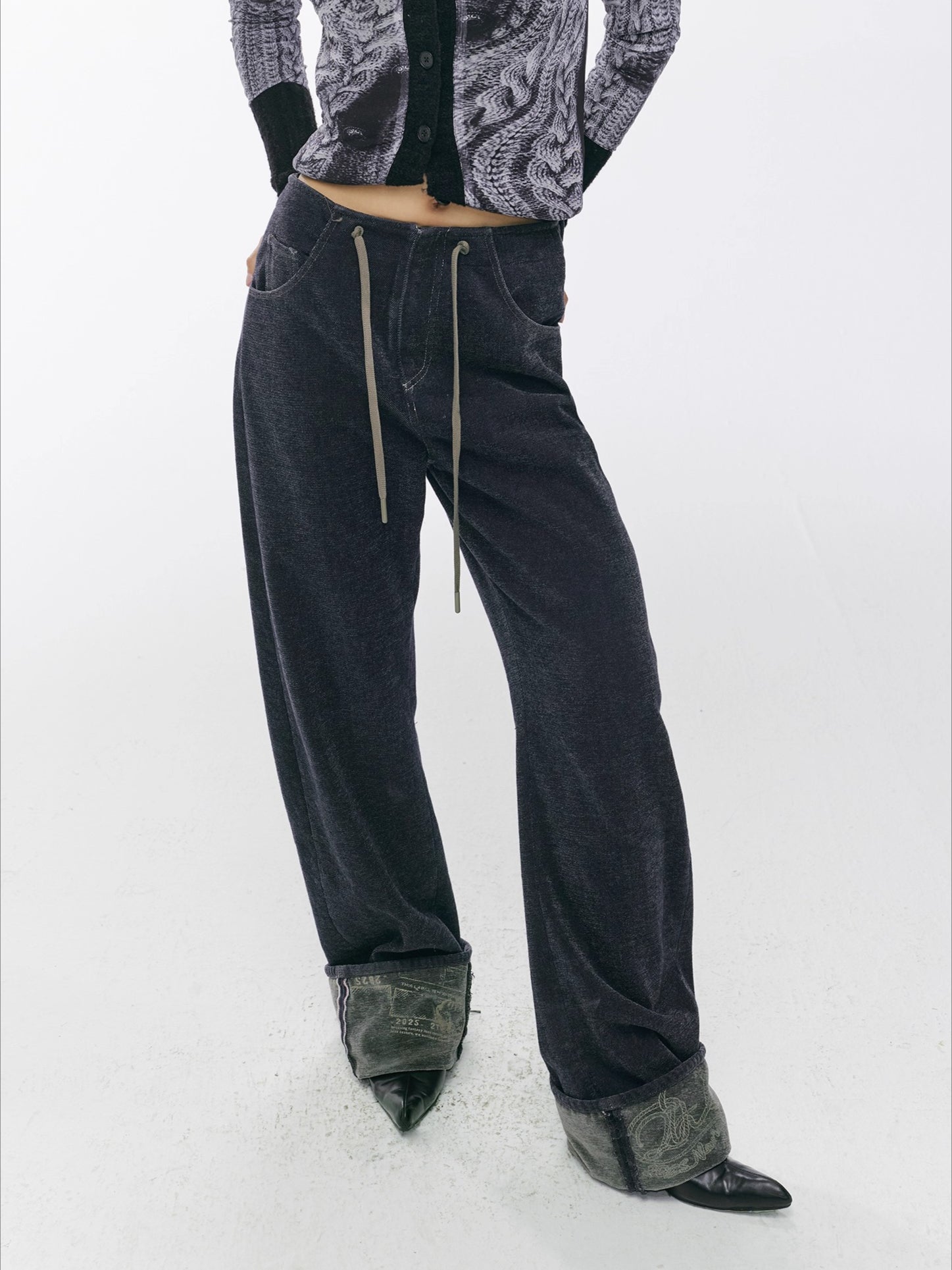 Vintage Washed Straight-Leg Denim Pants