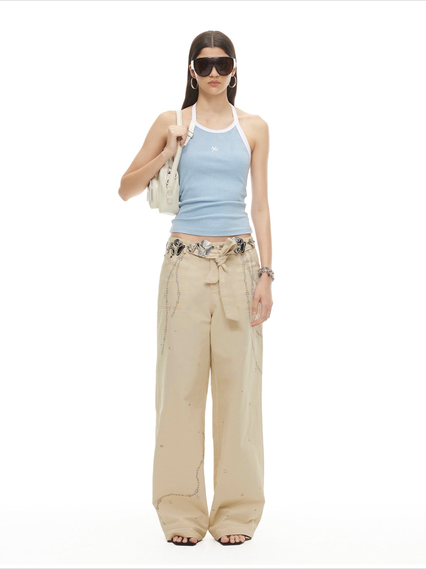 Beverly Relaxed Twill Wide-Leg Trousers