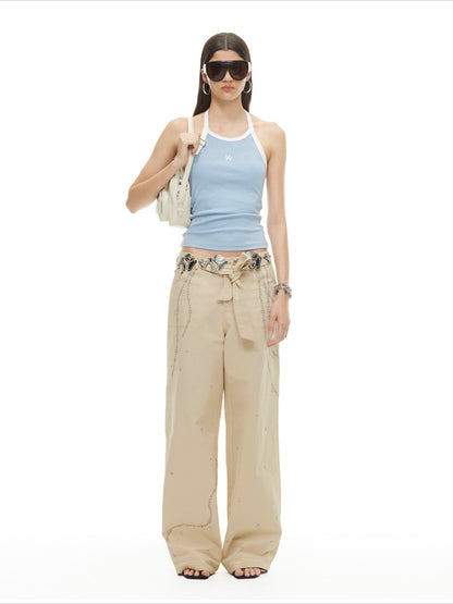 Beverly Relaxed Twill Wide-Leg Trousers