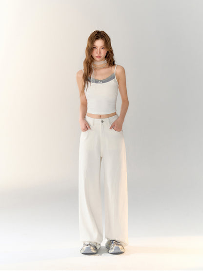 White High-Waisted Wide-Leg Jeans