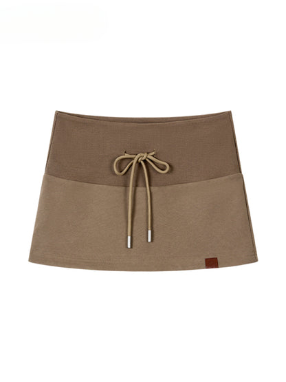 Patchwork Drawstring Bodycon Skirt - CHINASQUAD
