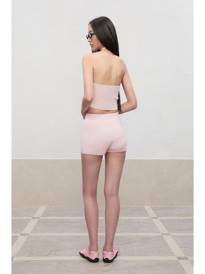 Spun Drawstring Mid-Rise Knit Shorts