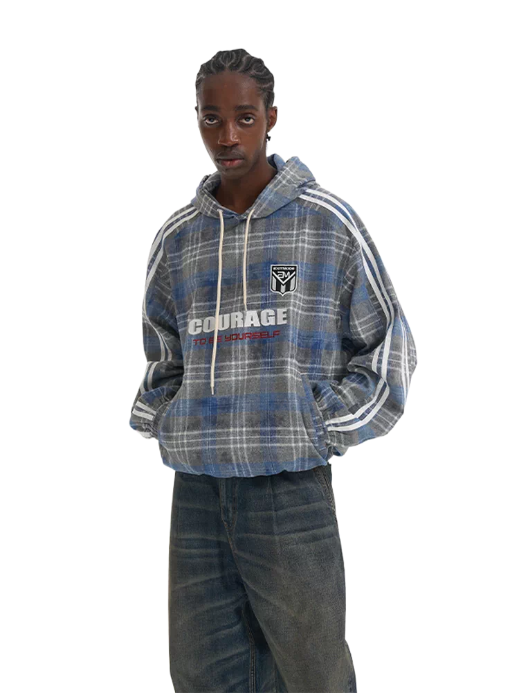 Plaid Color-Block Sport Hoodie