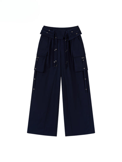 Folded Waist Three-Dimensional Pocket Casual Pants - CHINASQUAD