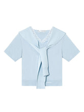 Lace Spliced V-Neck Knitted T-Shirt - CHINASQUAD