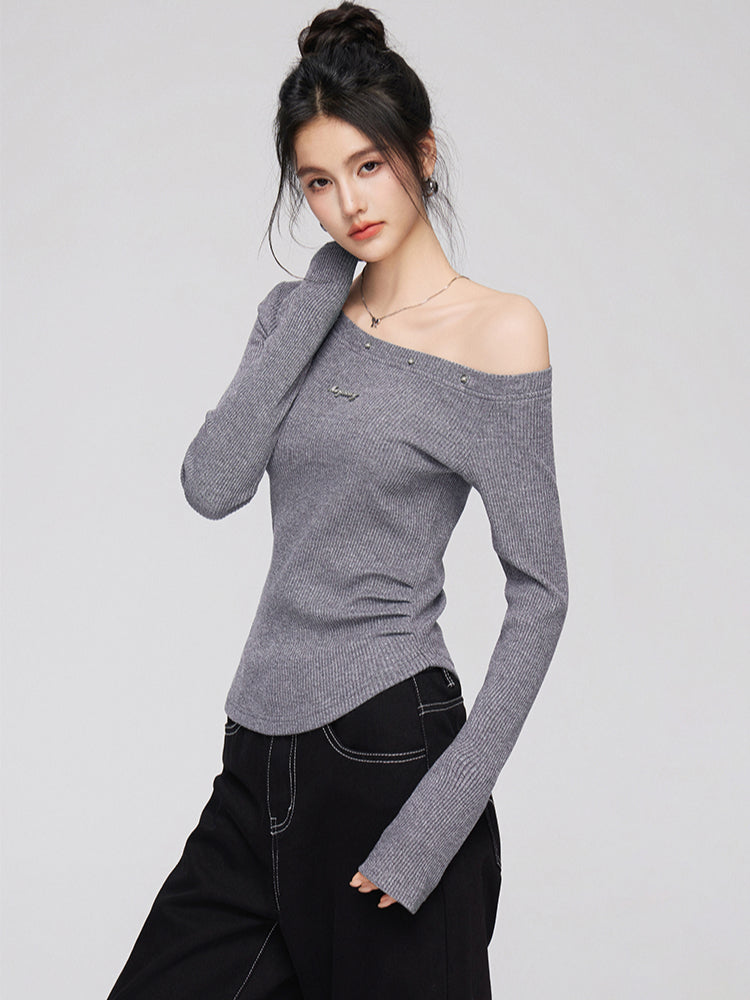 Asymmetric Shimmer Knit Top