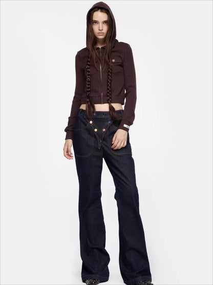 Detachable Braid-Detail Slim Knit Cardigan