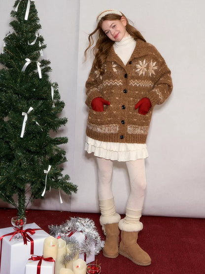 Snowflake Fair Isle Wool-Blend Knit Cardigan