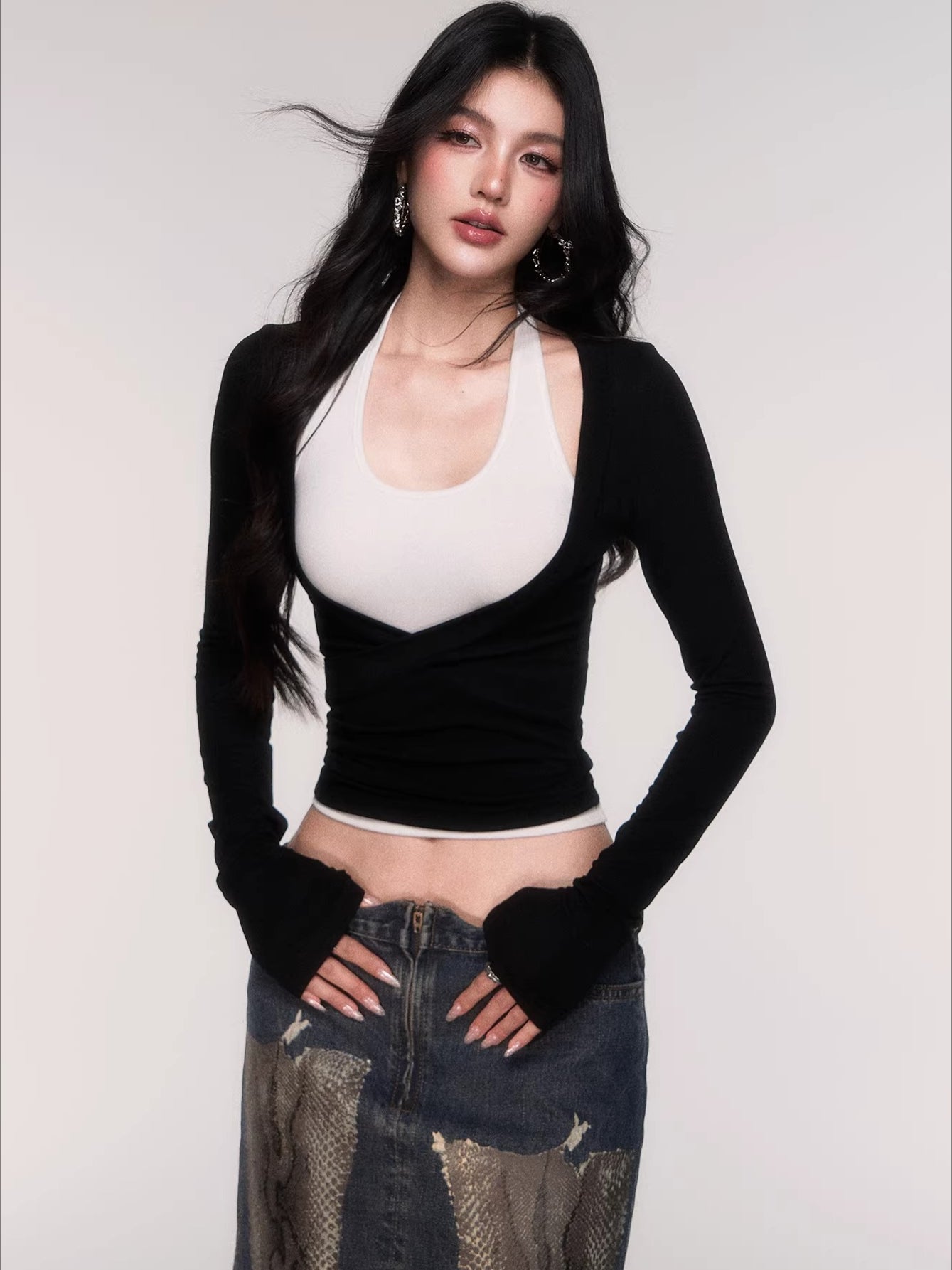 Layered Long-Sleeve Slim-Fit T-Shirt Set