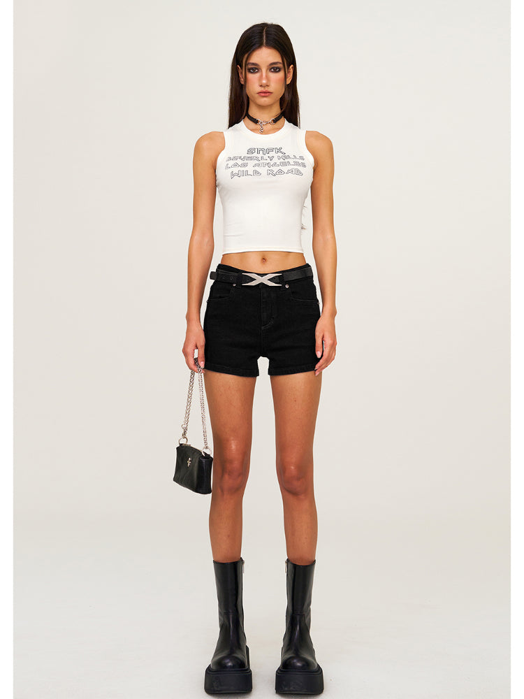 Sleeveless Outer - wear Lettered Sports Top