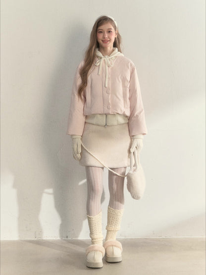 Glacier Pink Knit-Lined Hooded Down Jacket