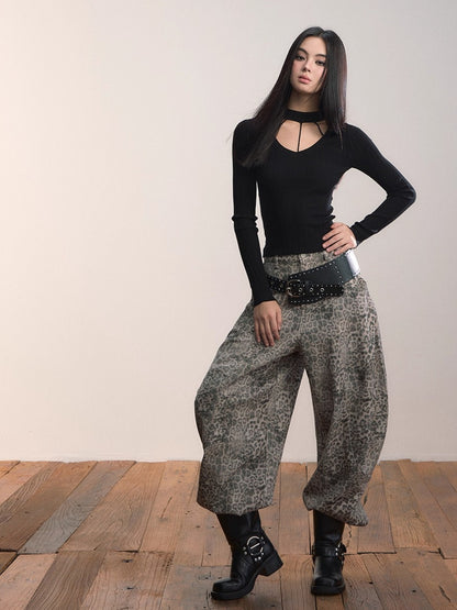 Leopard Print Relaxed Denim Jeans
