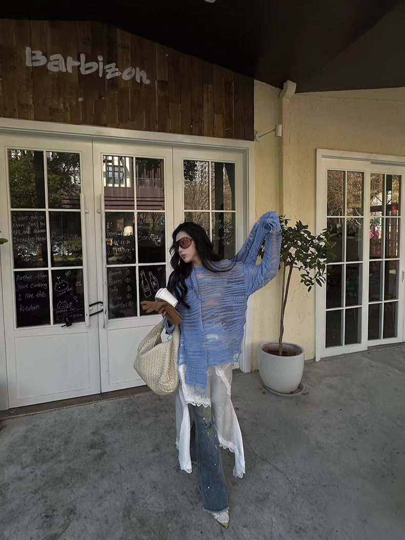 Paint-Splatter Flared Denim Pants