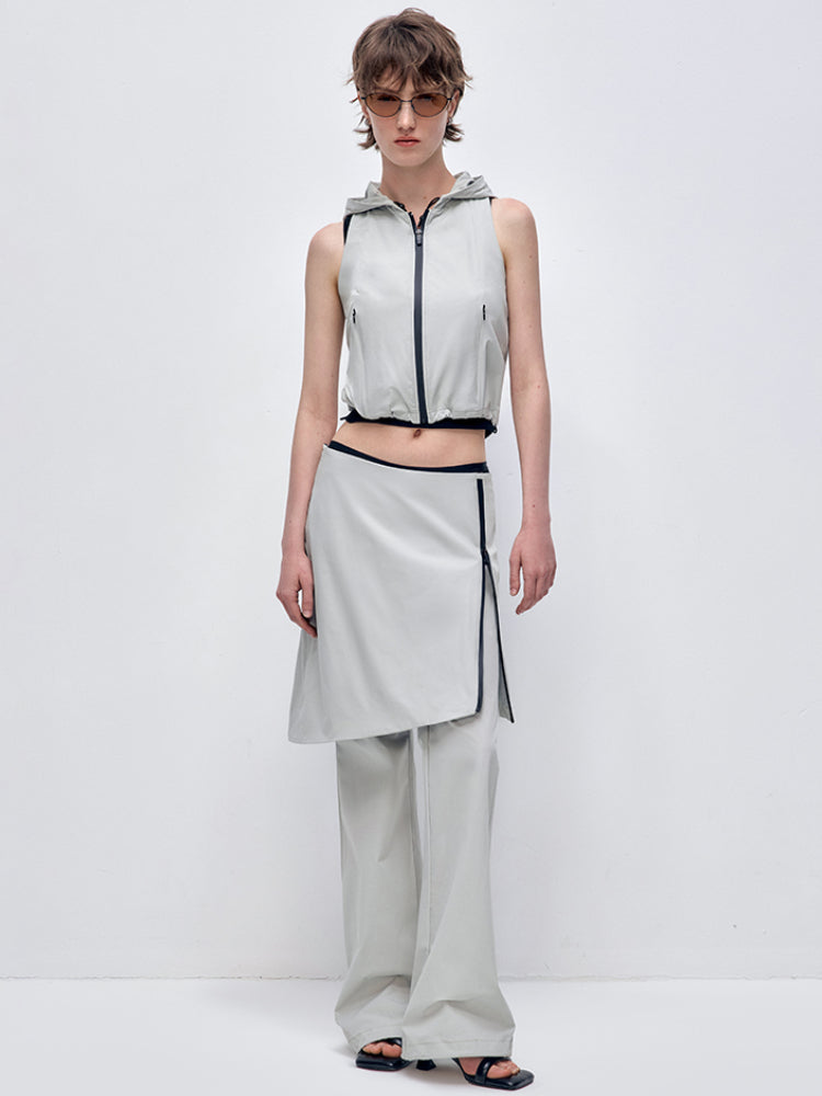 Sleeveless Hooded Zipper Double-layer Vest