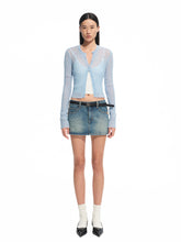 Washed Denim Twill Leather Patchwork Mini Skirt - CHINASQUAD