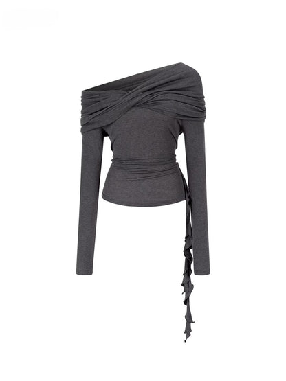 VIAPITTI Off-Shoulder Draped Tencel Blouse