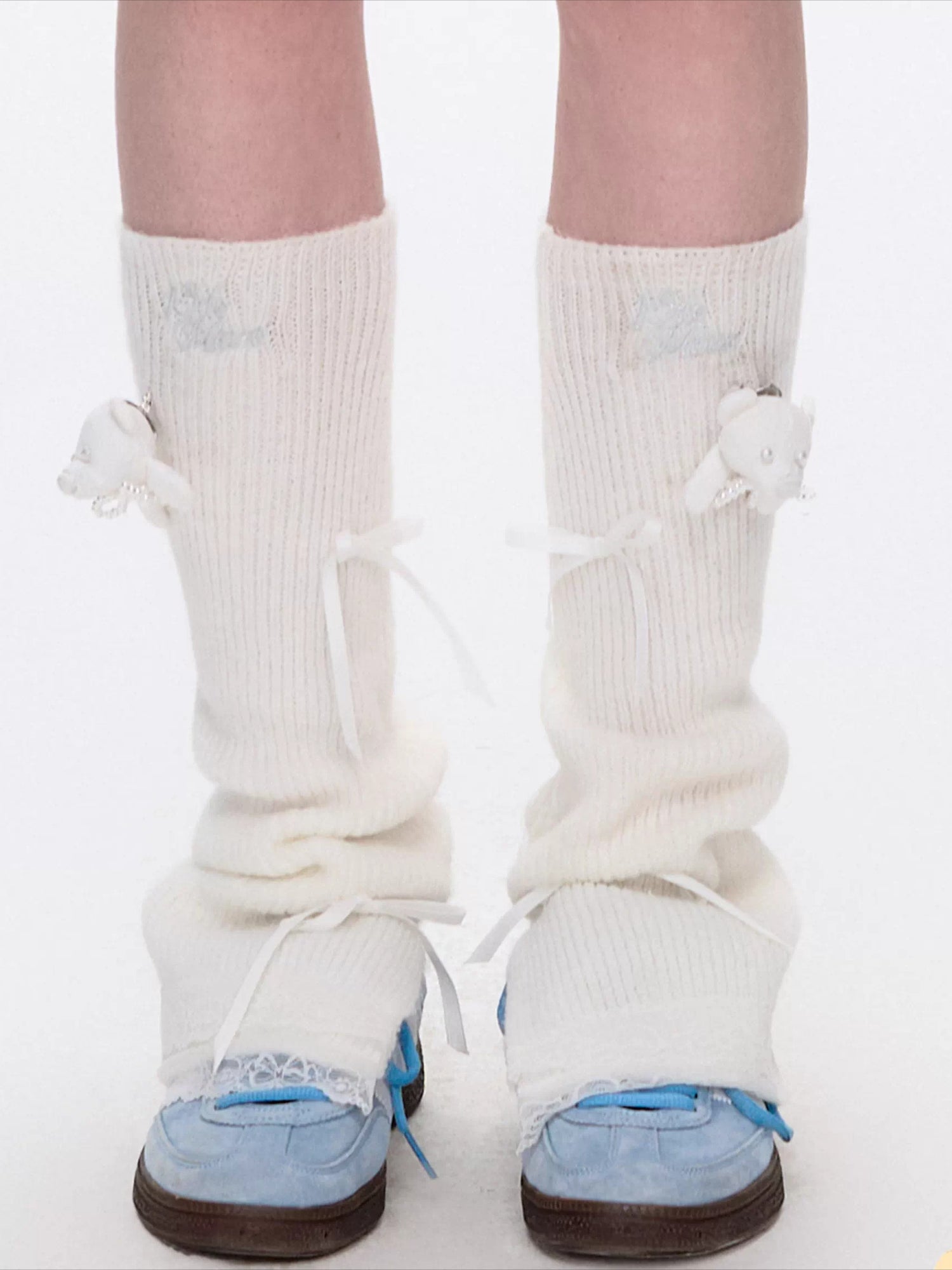 Sweet Lace Teddy Bear Slouchy Leg Warmers