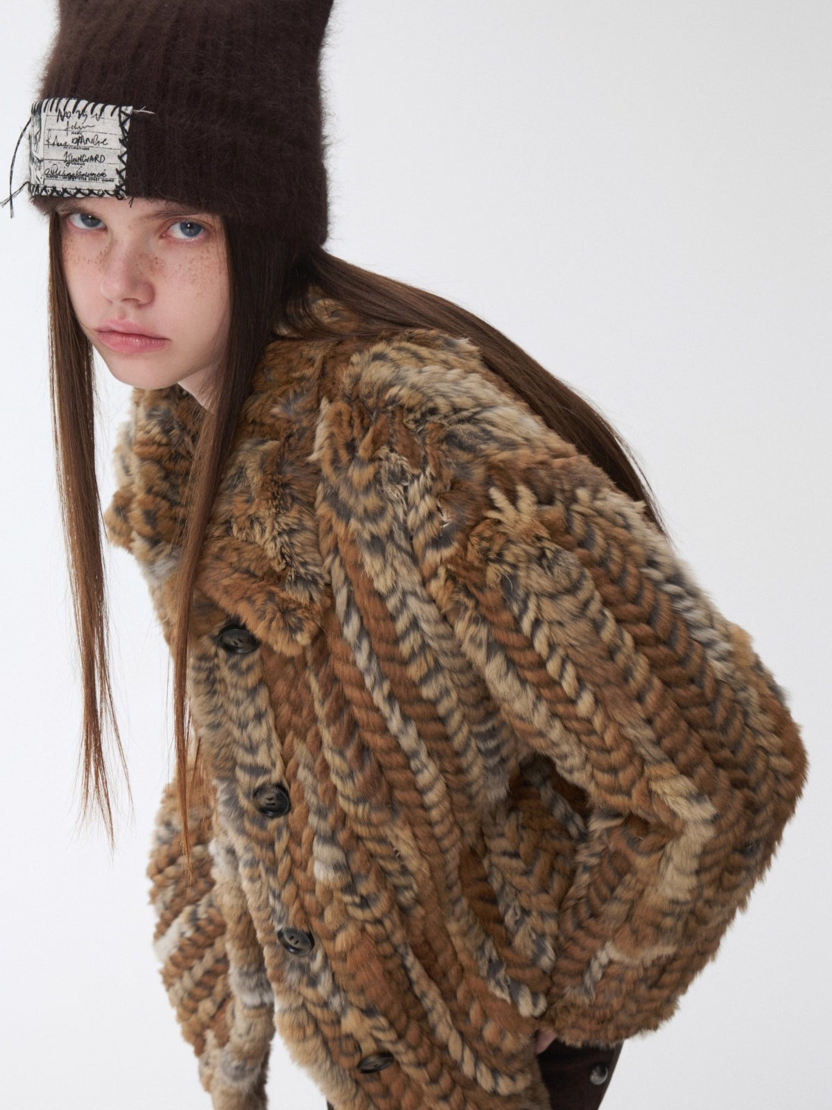 Melard Woven Rabbit Fur Shirt Jacket