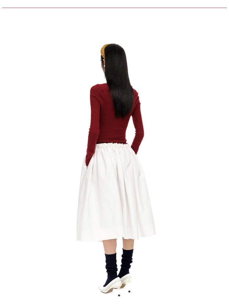 V-Neck Wool-Blend Knit Bodysuit