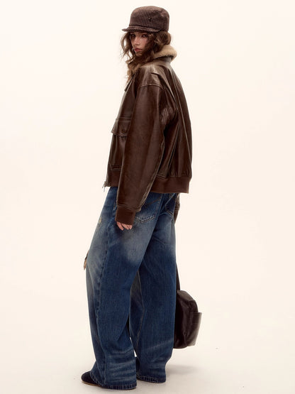 Faux Leather Padded Jacket