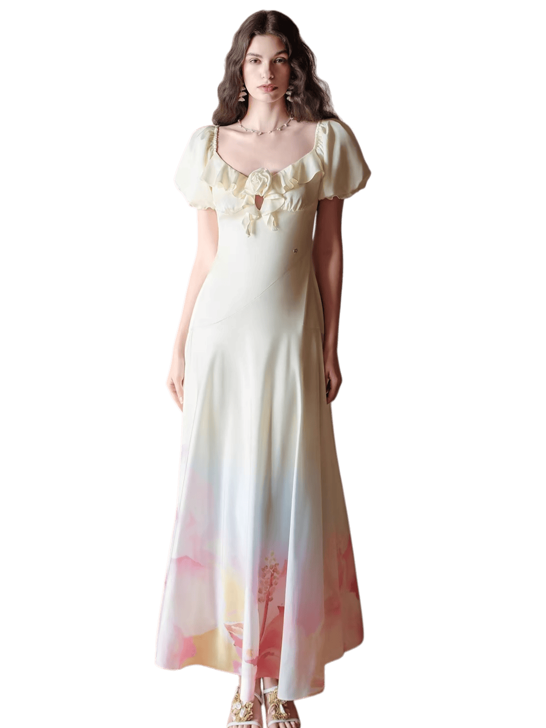 Puff-Sleeve Resort Maxi Dress