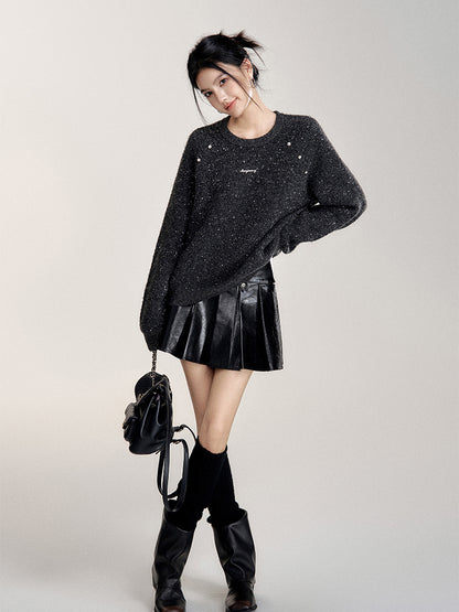 Sequin Relaxed Casual Wool Sweater