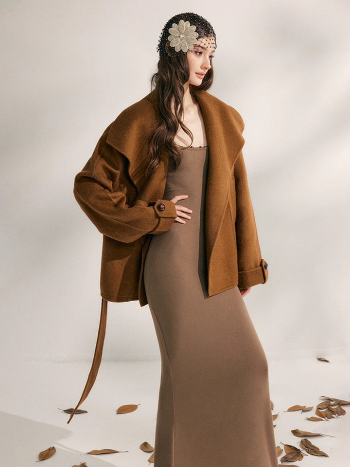 Wool Harmony Double-Faced Short Belted Jacket