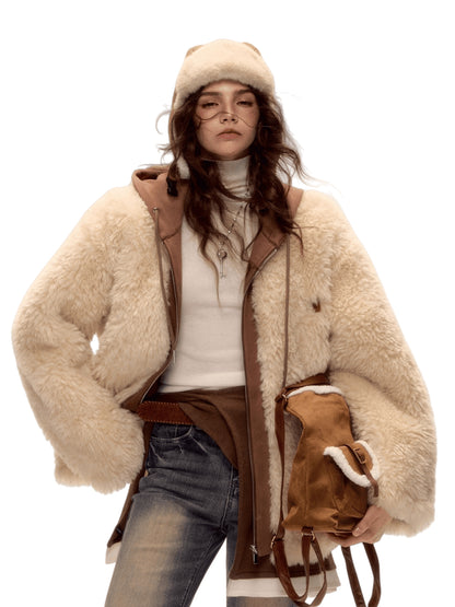 Faux Shearling Patchwork Oversized Jacket