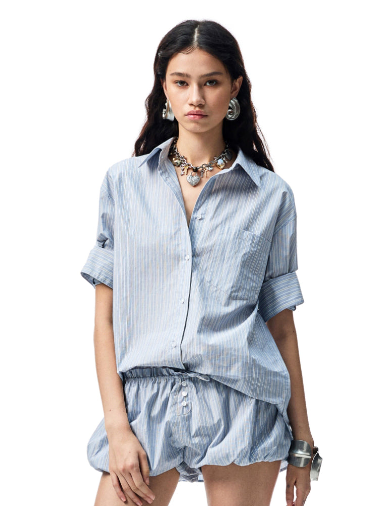 Mid Sleeve Loose-fit Shirt &amp; Skirt Set