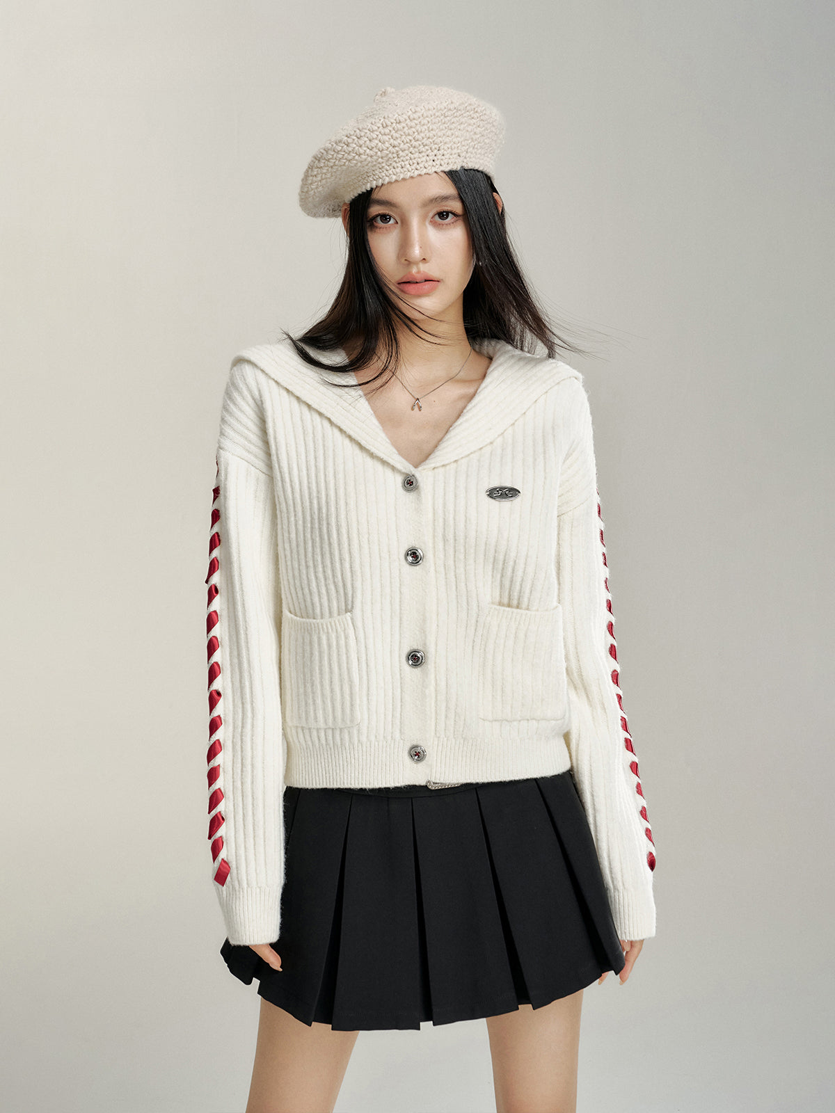 Oversized Collar Ribbon Sweater