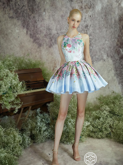 Botanical Garden Halter Mini Dress