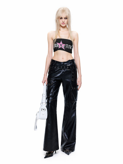 Punk Graphic Strapless Bustier
