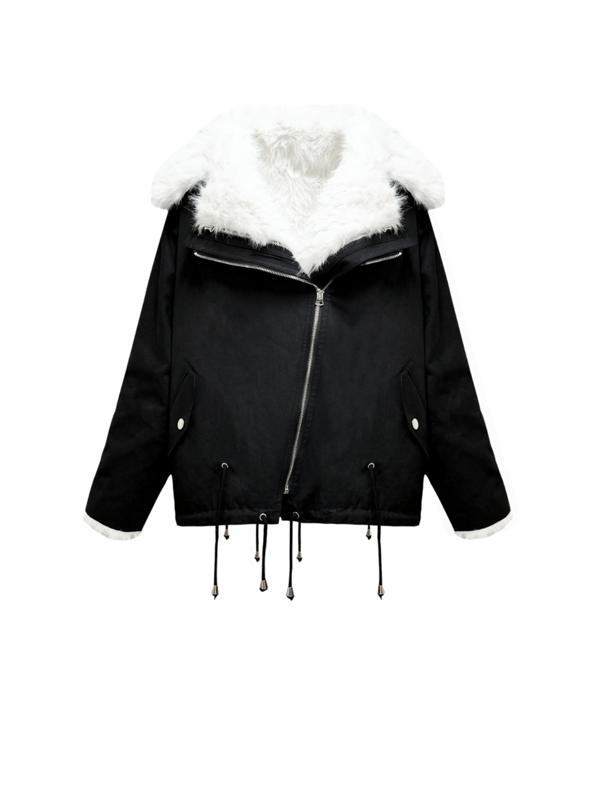 Detachable Fur Collar Parka Coat