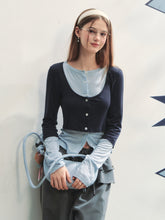 Striped Two-piece Contrast Color Cardigan - CHINASQUAD