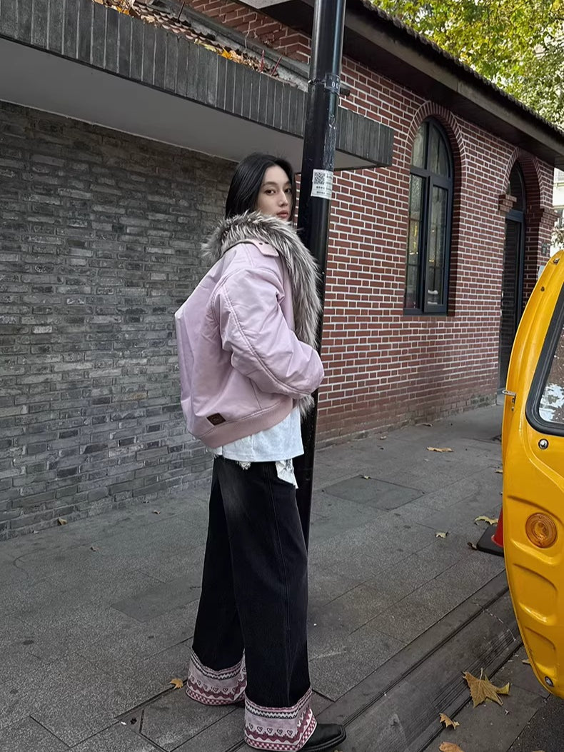 Raccoon Fur Trim Quilted Jacket