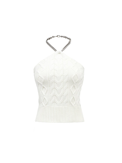 Black &amp; White Chain Knit Tube Top