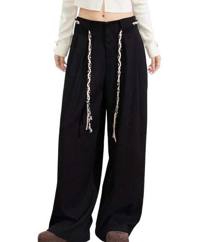 Wool-Blend Belted Wide-Leg Pants