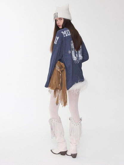 Crystal-Studded Long-Sleeve Tee