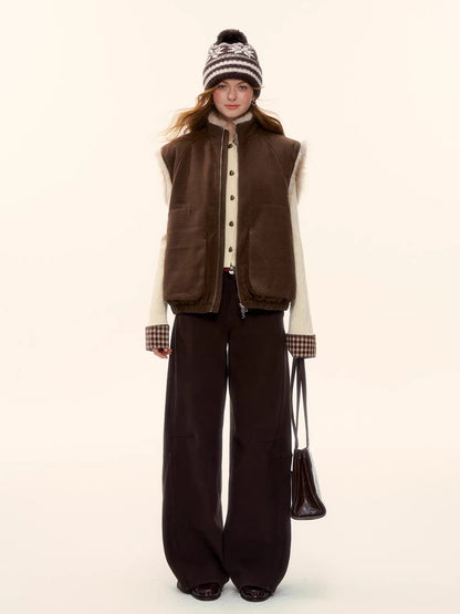 Vintage Reversible Wool-Blend Faux Fur Vest