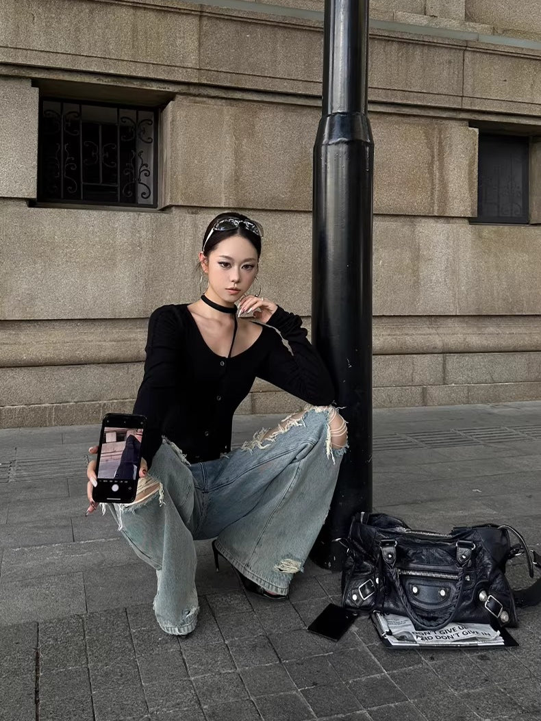 Wool Neck-Wrap Base Layer Cardigan