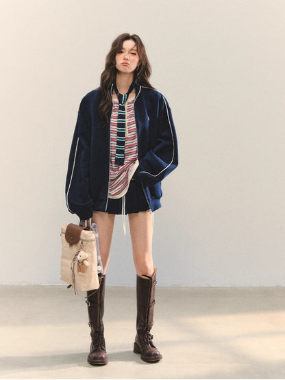 College Sports Zip-up Hoodie Cardigan